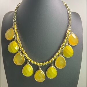 Miriam Haskell Yellow Acrylic Gold Tone Necklace 20”
D18